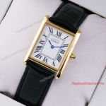Cartier Tank Solo Replica Watch Yellow Gold Black Leather Band